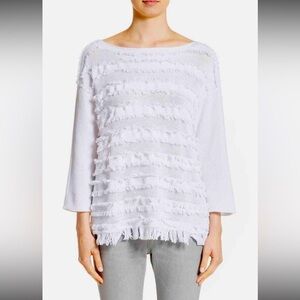 Fabiana Fillipi 
White Cotton Fringe Knit Sweater